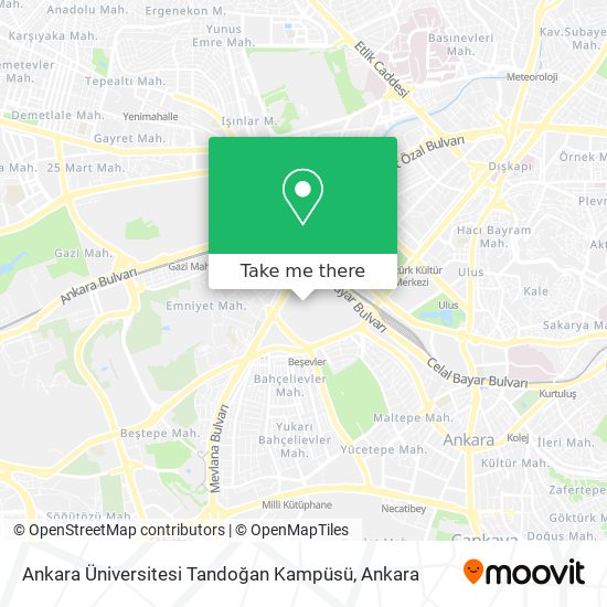 Ankara Üniversitesi Tandoğan Kampüsü map