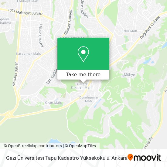 Gazi Üniversitesi Tapu Kadastro Yüksekokulu map