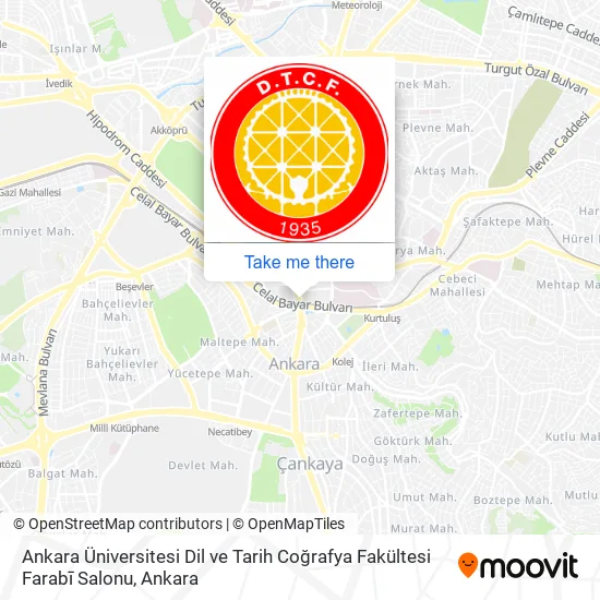 Ankara Üniversitesi Dil ve Tarih Coğrafya Fakültesi Farabī Salonu map