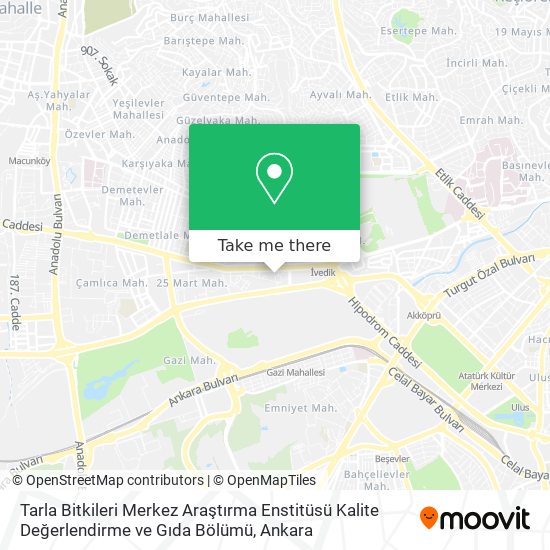 Tarla Bitkileri Merkez Araştırma Enstitüsü Kalite Değerlendirme ve Gıda Bölümü map