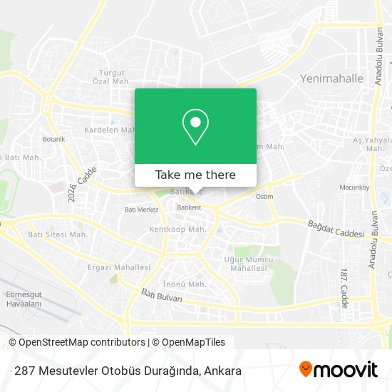 287 Mesutevler Otobüs Durağında map