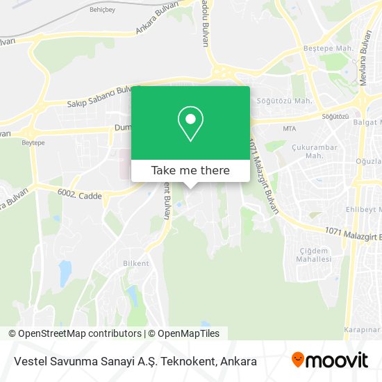 Vestel Savunma Sanayi A.Ş. Teknokent map