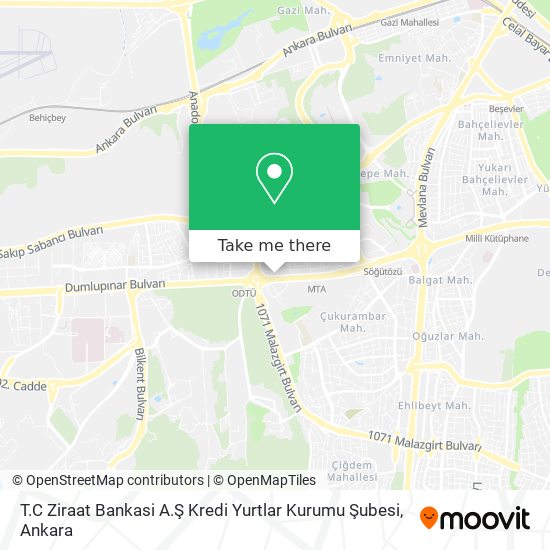 T.C Ziraat Bankasi A.Ş Kredi Yurtlar Kurumu Şubesi map