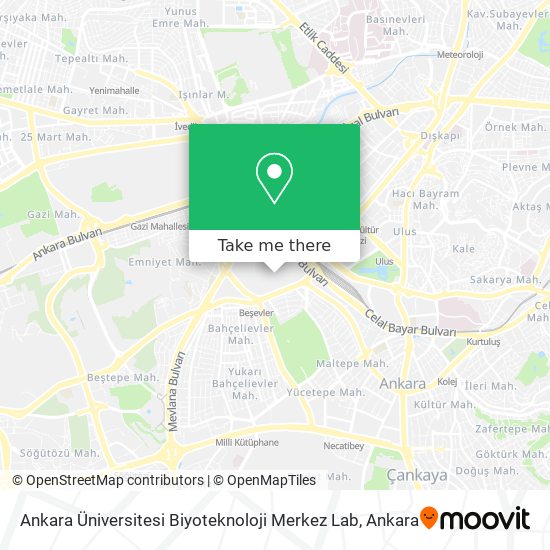 Ankara Üniversitesi Biyoteknoloji Merkez Lab map