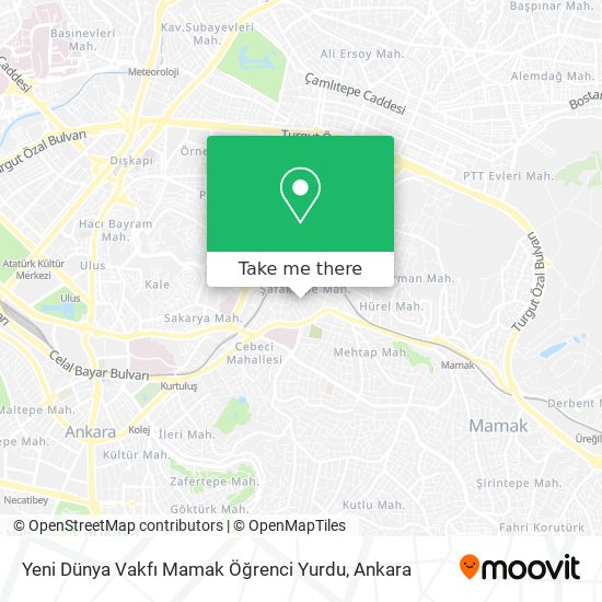 Yeni Dünya Vakfı Mamak Öğrenci Yurdu map