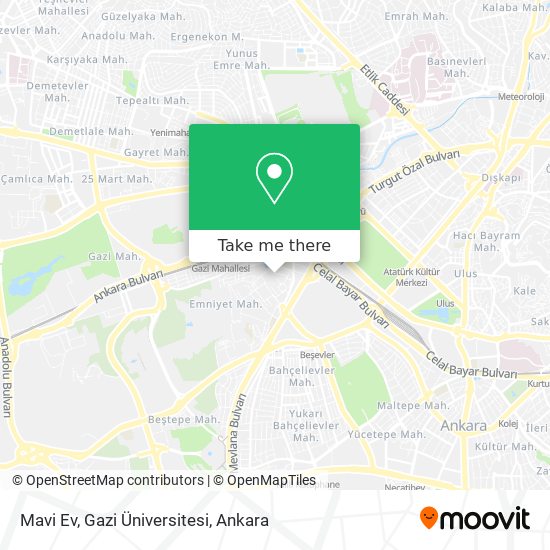 Mavi Ev, Gazi Üniversitesi map