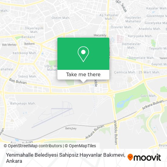 Yenimahalle Belediyesi Sahipsiz Hayvanlar Bakımevi map