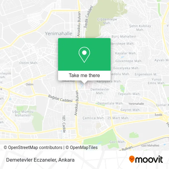 Demetevler Eczaneler map