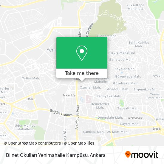 Bilnet Okulları Yenimahalle Kampüsü map