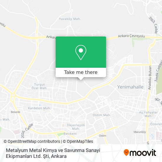 Metalyum Metal Kimya ve Savunma Sanayi Ekipmanları Ltd. Şti map