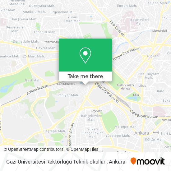 Gazi Üniversitesi Rektörlüğü Teknik okulları map