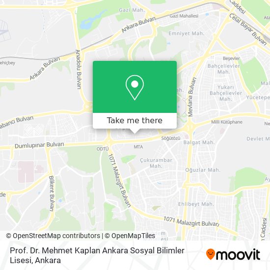 Prof. Dr. Mehmet Kaplan Ankara Sosyal Bilimler Lisesi map