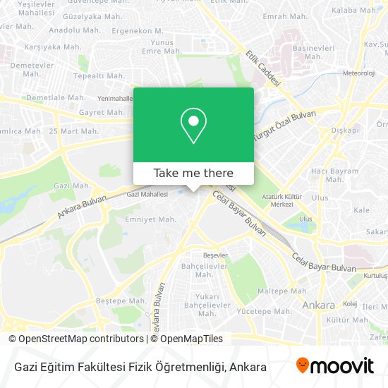 Gazi Eğitim Fakültesi Fizik Öğretmenliği map