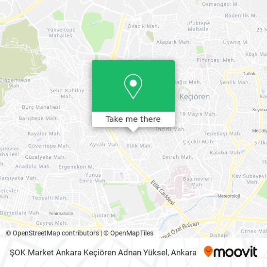 ŞOK Market Ankara Keçiören Adnan Yüksel map