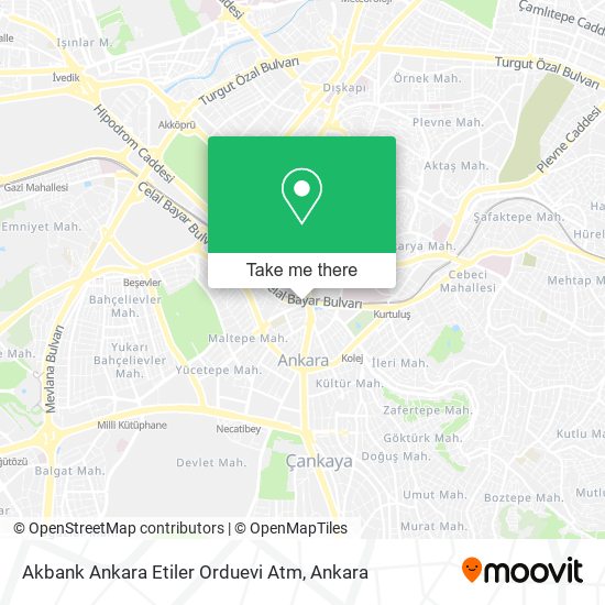 Akbank Ankara Etiler Orduevi Atm map