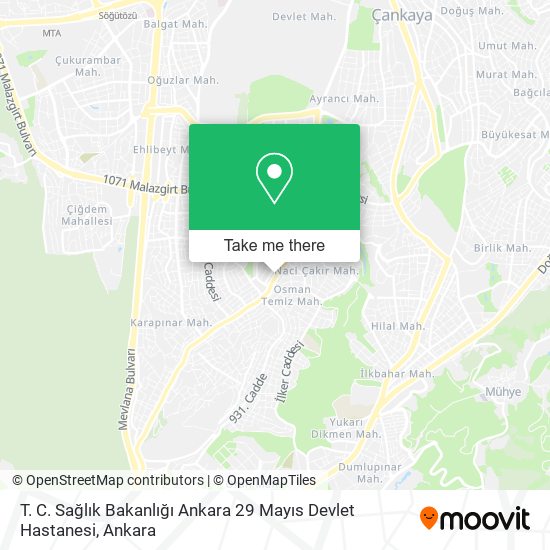 T. C. Sağlık Bakanlığı Ankara 29 Mayıs Devlet Hastanesi map