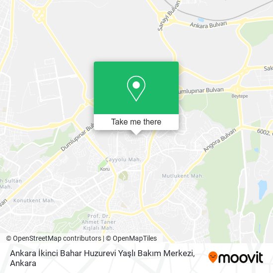 Ankara İkinci Bahar Huzurevi Yaşlı Bakım Merkezi map