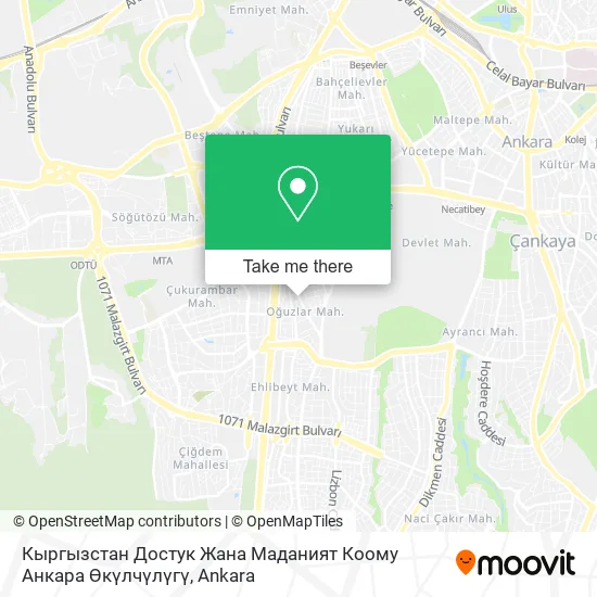 Кыргызстан Достук Жана Маданият Коому Анкара Өкүлчүлүгү map