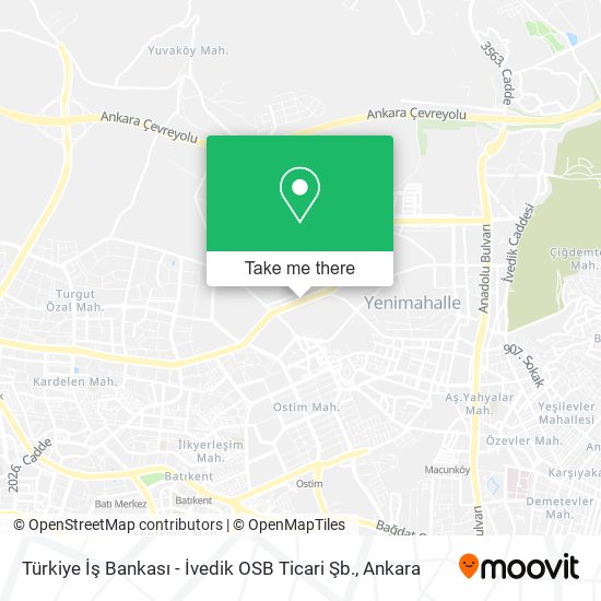 Türkiye İş Bankası - İvedik OSB Ticari Şb. map