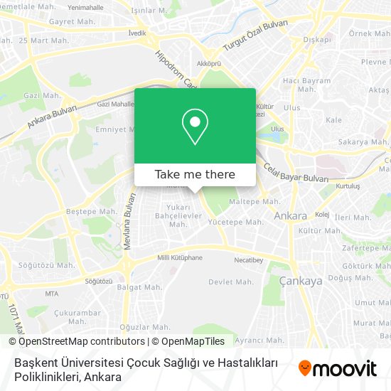 Başkent Üniversitesi Çocuk Sağlığı ve Hastalıkları Poliklinikleri map