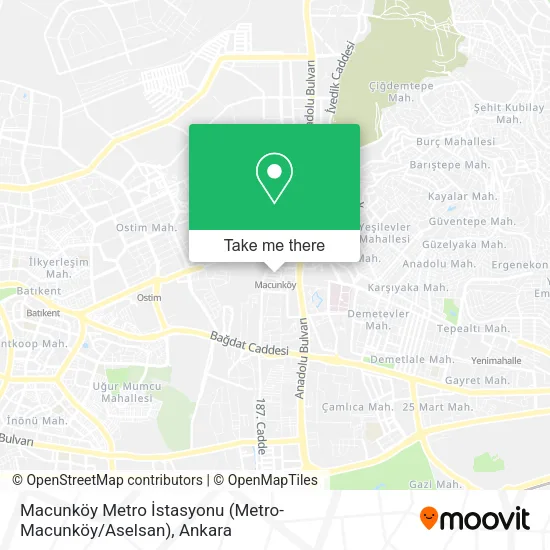 Macunköy Metro İstasyonu (Metro-Macunköy / Aselsan) map