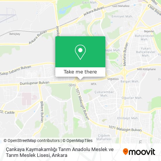 Çankaya Kaymakamlığı Tarım Anadolu Meslek ve Tarım Meslek Lisesi map