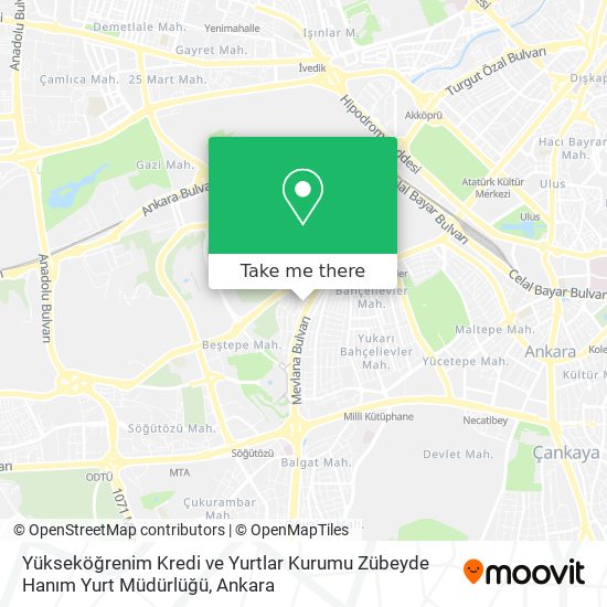 Yükseköğrenim Kredi ve Yurtlar Kurumu Zübeyde Hanım Yurt Müdürlüğü map