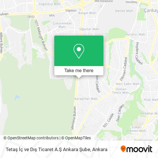 Tetaş İç ve Dış Ticaret A.Ş Ankara Şube map