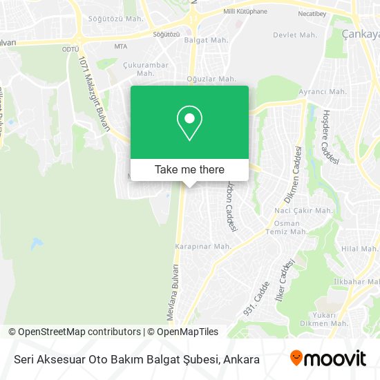 Seri Aksesuar Oto Bakım Balgat Şubesi map