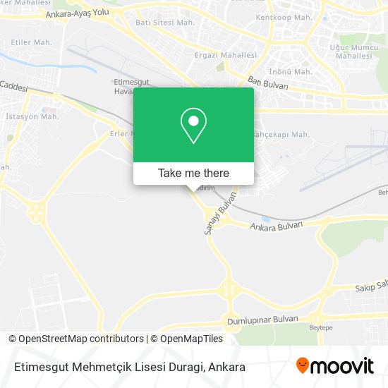 Etimesgut Mehmetçik Lisesi Duragi map