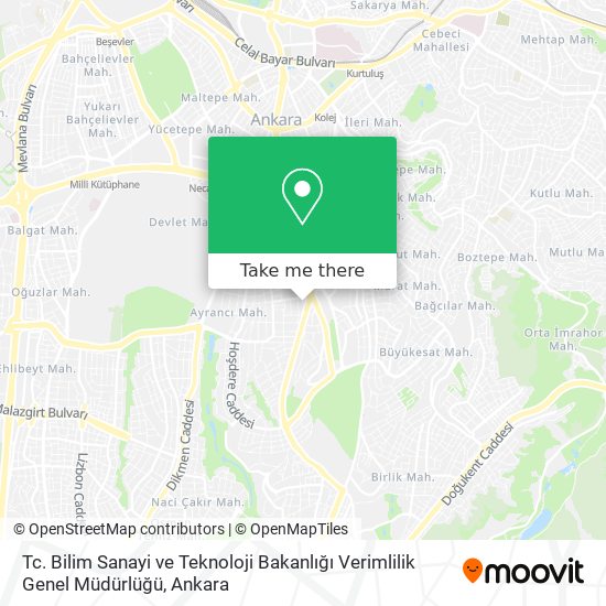 Tc. Bilim Sanayi ve Teknoloji Bakanlığı Verimlilik Genel Müdürlüğü map