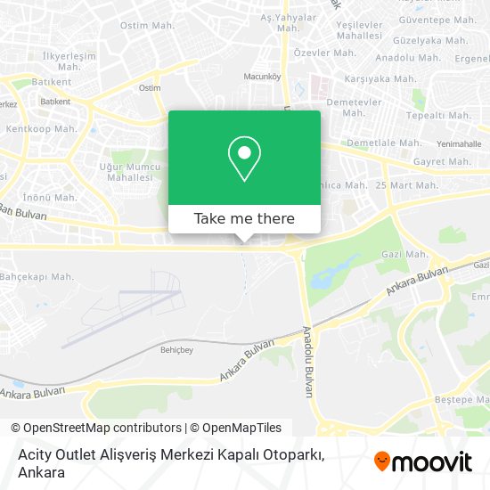 Acity Outlet Alişveriş Merkezi Kapalı Otoparkı map