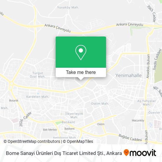 Bome Sanayi Ürünleri Dış Ticaret Limited Şti. map