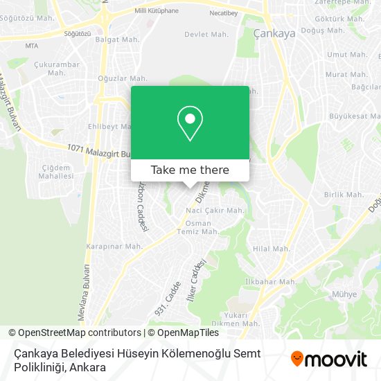Çankaya Belediyesi Hüseyin Kölemenoğlu Semt Polikliniği map