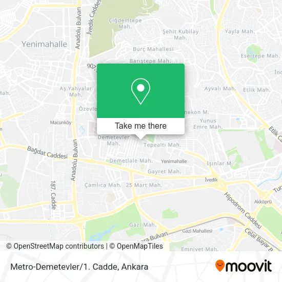 Metro-Demetevler/1. Cadde map