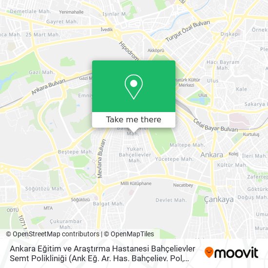 Ankara Eğitim ve Araştırma Hastanesi Bahçelievler Semt Polikliniği map