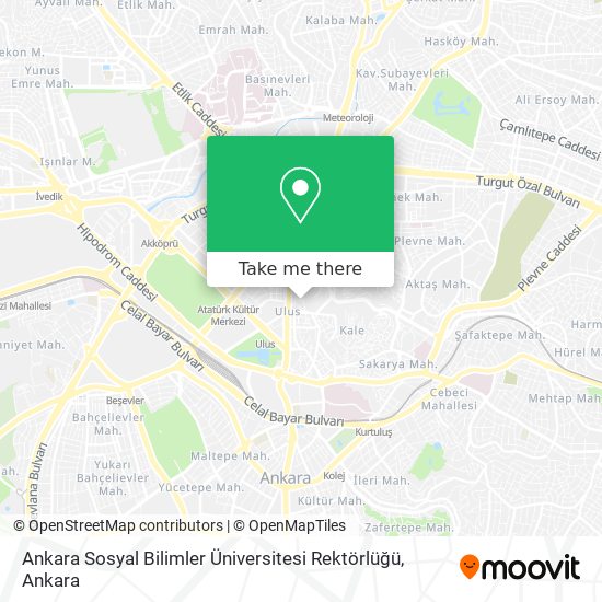 Ankara Sosyal Bilimler Üniversitesi Rektörlüğü map