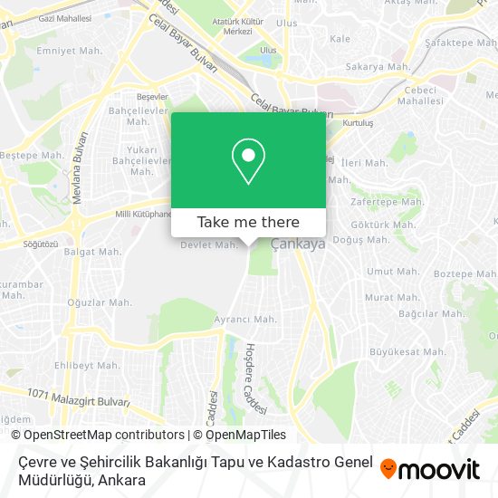 Çevre ve Şehircilik Bakanlığı Tapu ve Kadastro Genel Müdürlüğü map