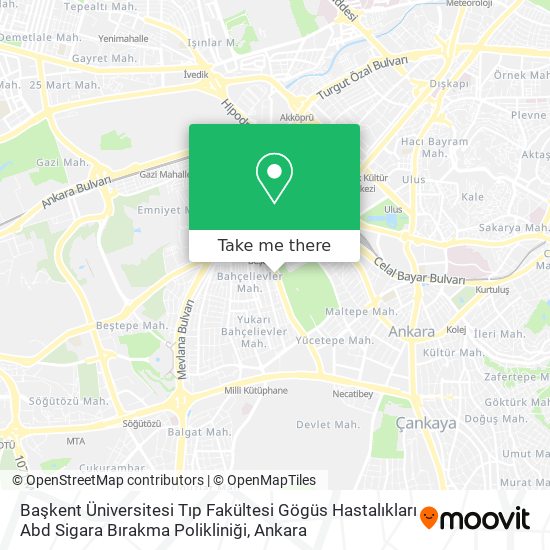 Başkent Üniversitesi Tıp Fakültesi Gögüs Hastalıkları Abd Sigara Bırakma Polikliniği map