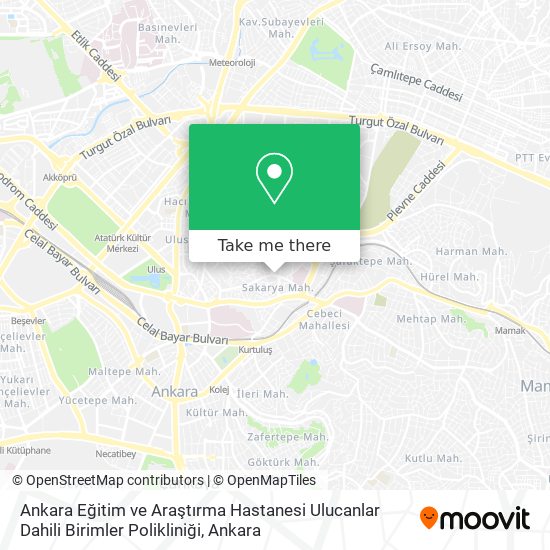 Ankara Eğitim ve Araştırma Hastanesi Ulucanlar Dahili Birimler Polikliniği map