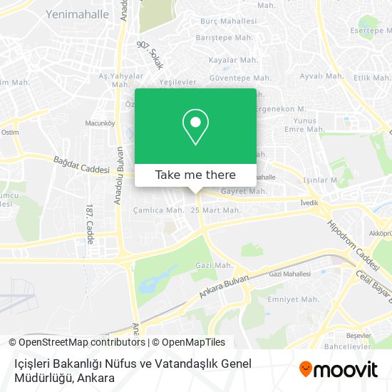 Içişleri Bakanlığı Nüfus ve Vatandaşlık Genel Müdürlüğü map