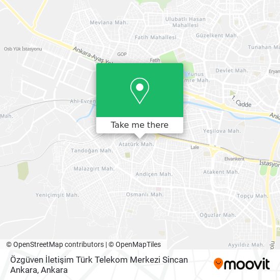 Özgüven İletişim Türk Telekom Merkezi Sincan Ankara map