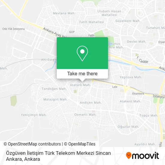 Özgüven İletişim Türk Telekom Merkezi Sincan Ankara map