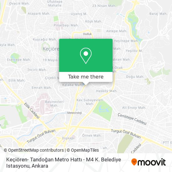 Keçiören- Tandoğan Metro Hattı - M4 K. Belediye Istasyonu map