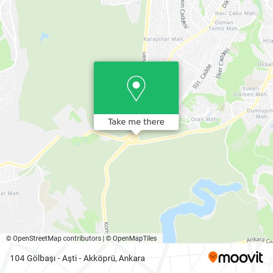 104 Gölbaşı - Aşti - Akköprü map