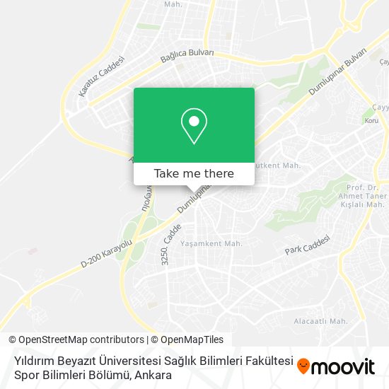 Yıldırım Beyazıt Üniversitesi Sağlık Bilimleri Fakültesi Spor Bilimleri Bölümü map