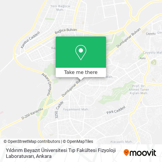 Yıldırım Beyazıt Üniversitesi Tıp Fakültesi Fizyoloji Laboratuvarı map