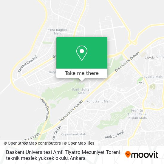 Baskent Universitesi Amfi Tiyatro Mezuniyet Toreni teknik meslek yuksek okulu map