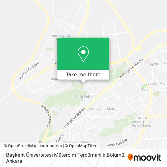 Başkent Üniversitesi Mütercim Tercümanlık Bölümü map