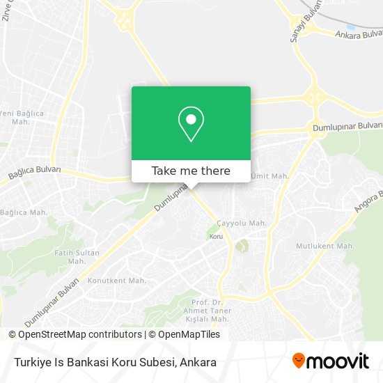 Turkiye Is Bankasi Koru Subesi map